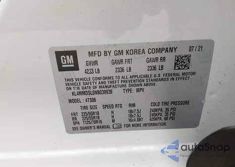 2022 Buick Encore Gx Fwd Select z USA, uszkodzony, nr VIN KL4MMDSL0NB039939